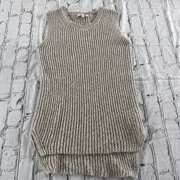Madewell Marled Oatmeal Sweater Tank XS Ribbed Cotton Blend Sleeveless Preppy - Picture 2 of 4